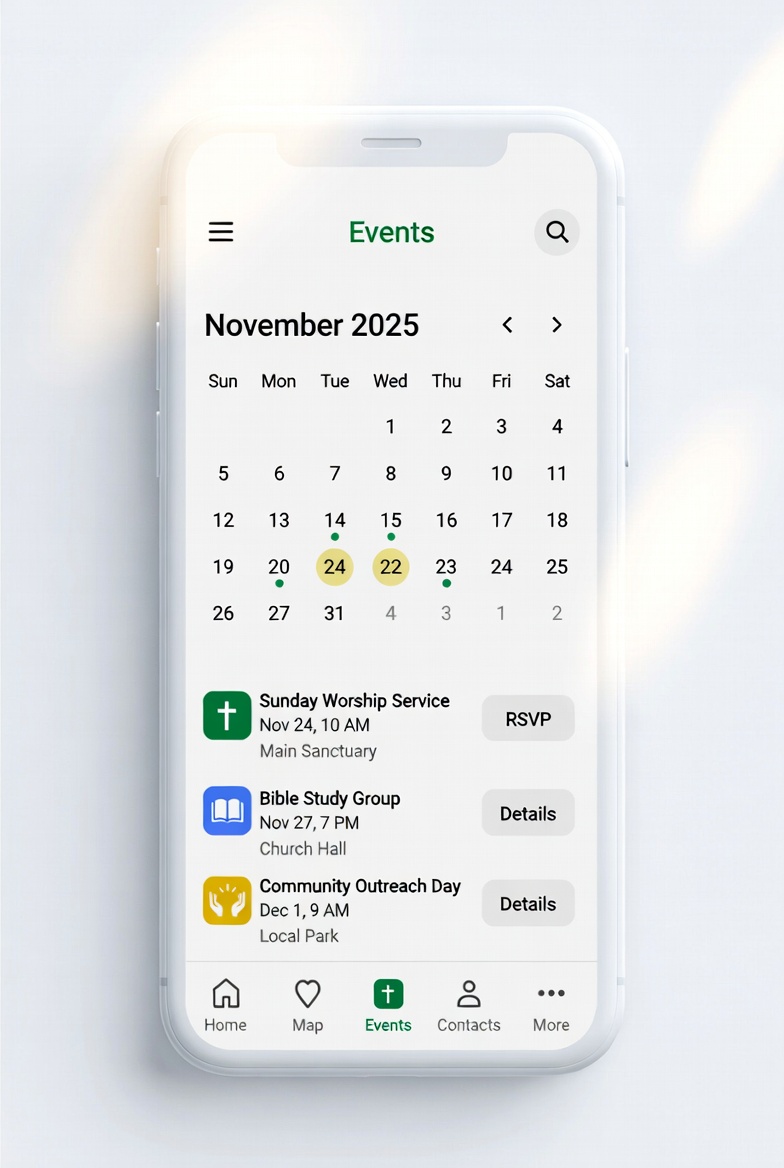 Events calendar interface