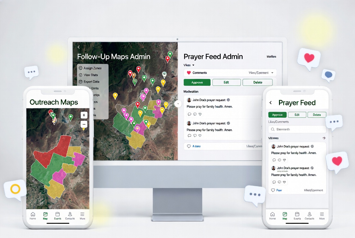 SWAPP hero church outreach and discipleship app interface