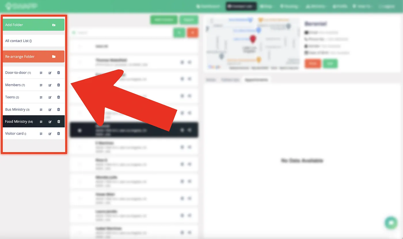 Organize your outreach contacts into folders for better organization in SWAPP dashboard